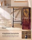 Inklapbare Eettafel – Op Wieltjes – 2 Opbergplanken – 130 x 75 cm – Vintage Bruin