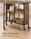 Inklapbare Eettafel – Op Wieltjes – 2 Opbergplanken – 130 x 75 cm – Vintage Bruin