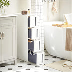 Nisrek – Uitschuifbare trolley met 4 lades – Wit-grijs