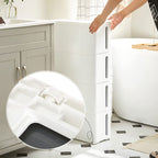 Nisrek – Uitschuifbare trolley met 4 lades – Wit-grijs