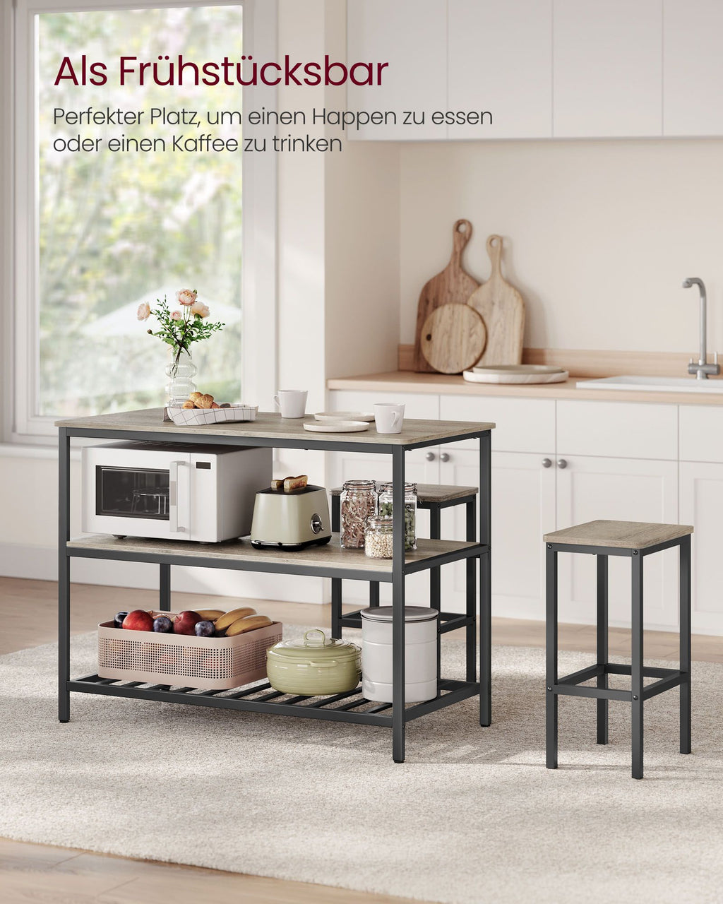 Keukenplank – 3 niveaus – 60 × 120 × 90 cm – industrieel design