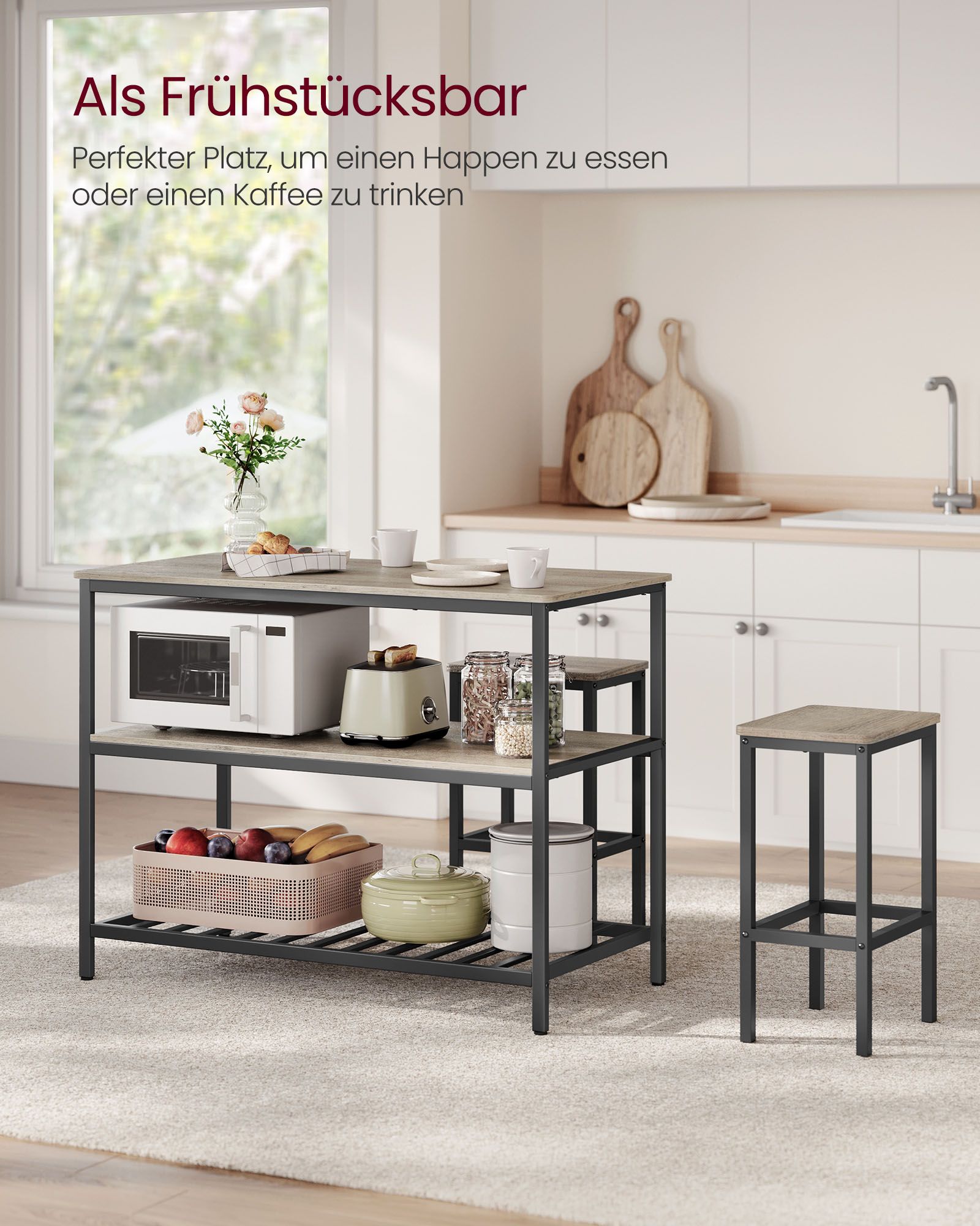 Keukenplank – 3 niveaus – 60 × 120 × 90 cm – industrieel design