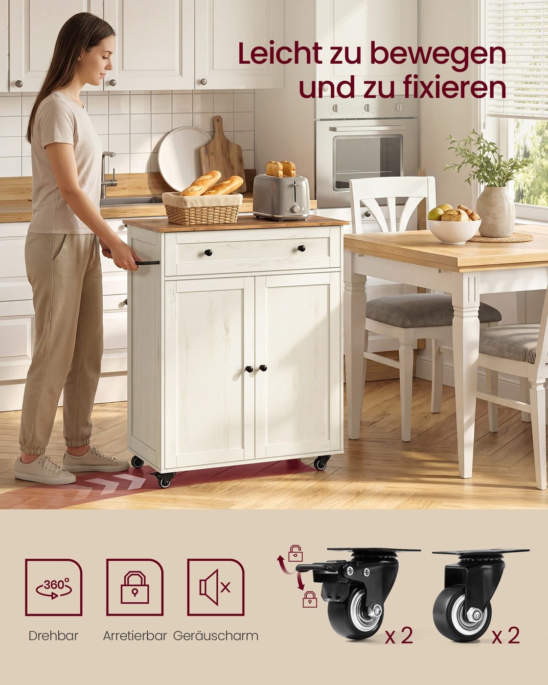 Keukenkast - 40 x 78,5 x 89,2 cm - Wolkenwit-Honingbruin - 45 kg werkblad capaciteit - 25 kg verstelbare plank capaciteit - 25 kg kastonderstel capaciteit - 10 kg lade capaciteit - 115 kg totale capaciteit