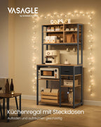 Keukenplank – Vintage bruin met inktzwarte accenten – 40 x 80 x 180,4 cm