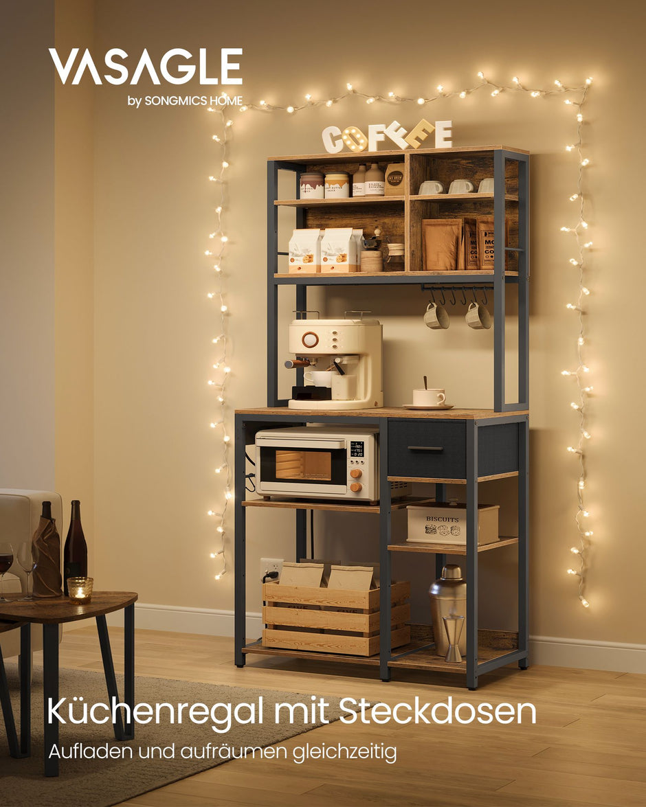 Keukenplank – Vintage bruin met inktzwarte accenten – 40 x 80 x 180,4 cm