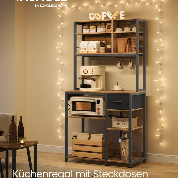 Keukenplank – Vintage bruin met inktzwarte accenten – 40 x 80 x 180,4 cm