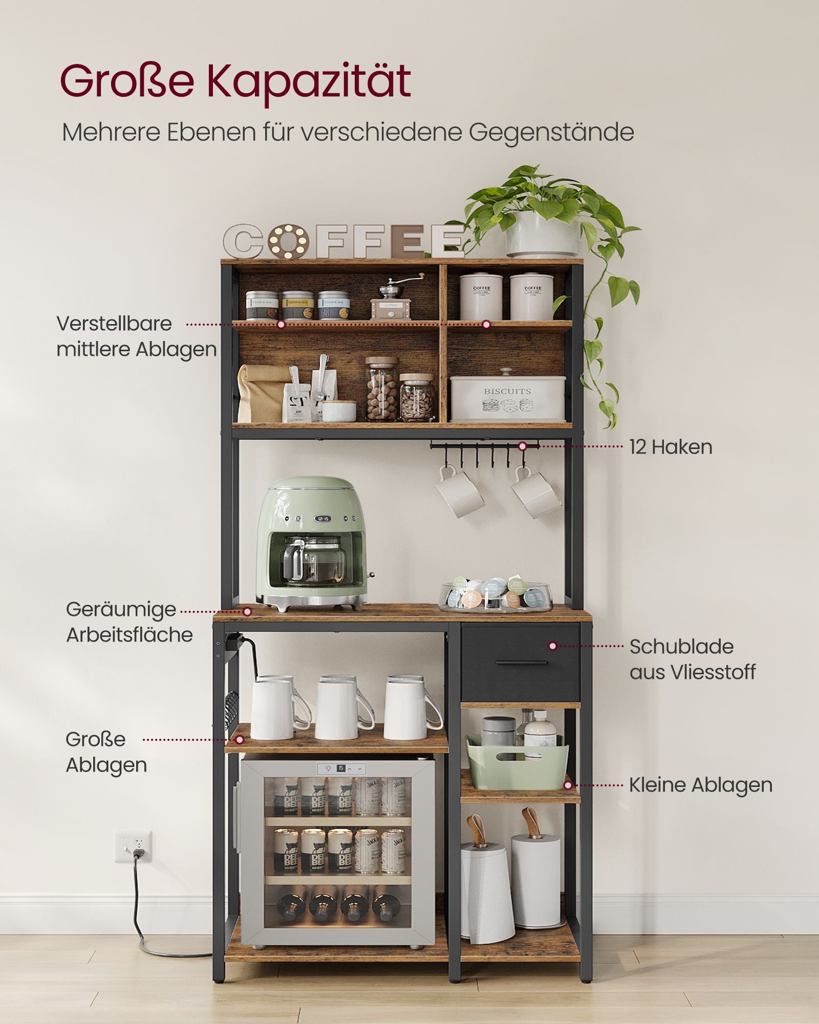 Keukenplank – Vintage bruin met inktzwarte accenten – 40 x 80 x 180,4 cm