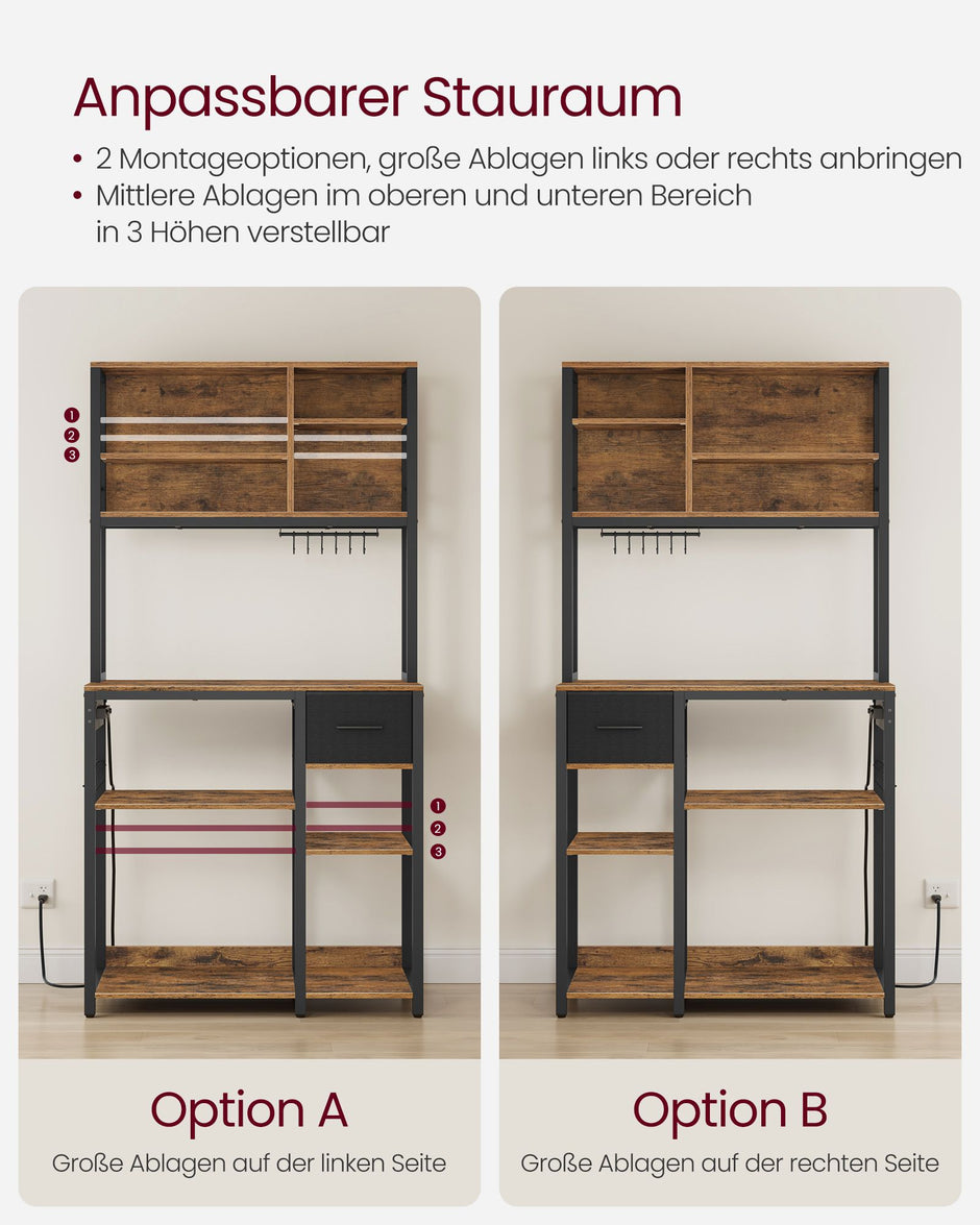 Keukenplank – Vintage bruin met inktzwarte accenten – 40 x 80 x 180,4 cm