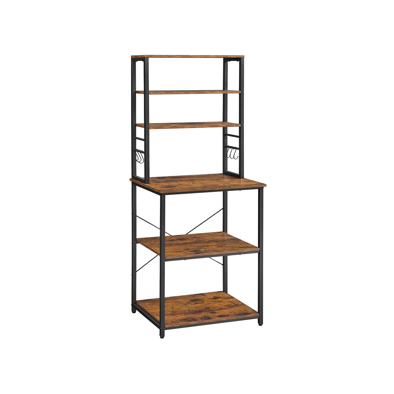Keukenrek - Keukenkast - Met planken en 8 haken - Magnetronplank - 40 x 60 x 167 cm