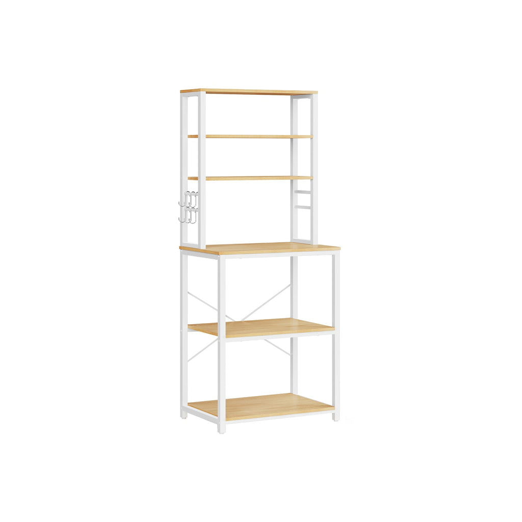 Keukenrek - Keukenkast - Met planken en 8 haken - Magnetronplank - 40 x 60 x 167 cm