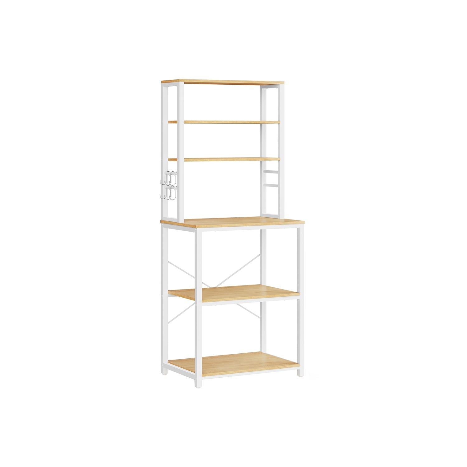 Keukenrek - Keukenkast - Met planken en 8 haken - Magnetronplank - 40 x 60 x 167 cm