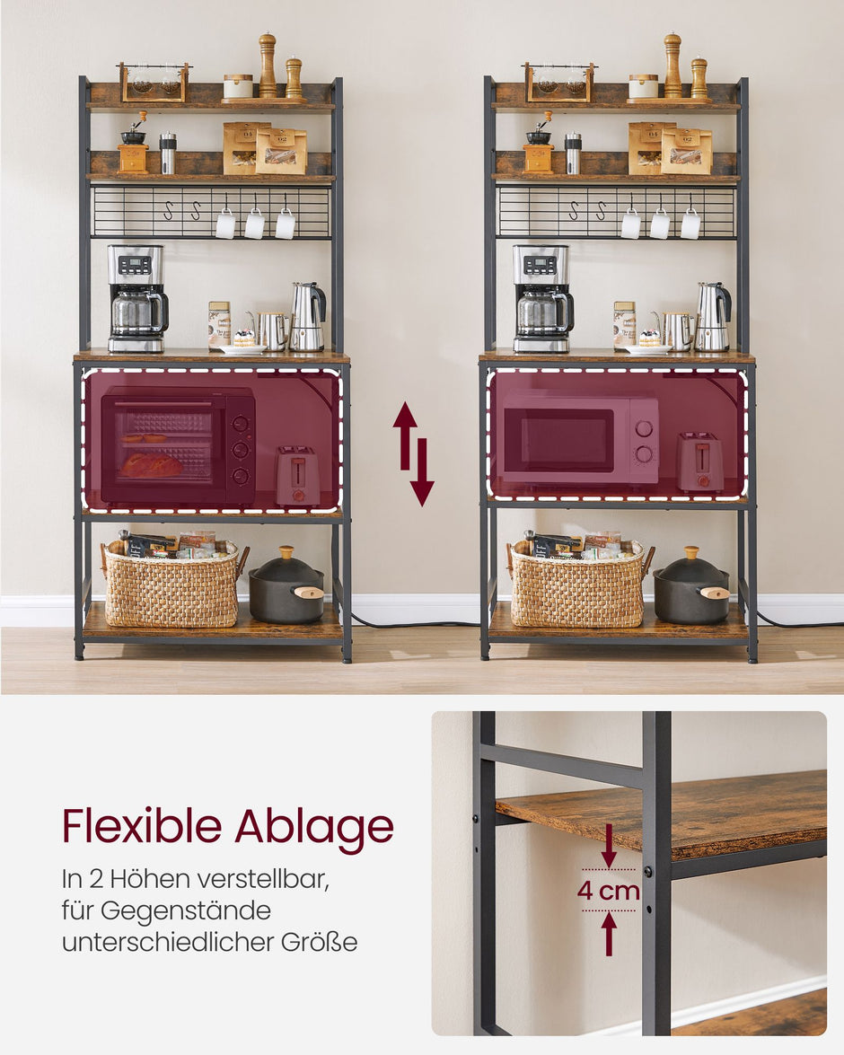 Keukenplank met stopcontacten en roosterplaat vintage bruin-zwart