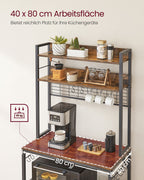 Keukenplank met stopcontacten en roosterplaat vintage bruin-zwart