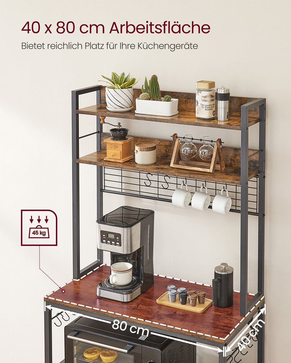 Keukenplank met stopcontacten en roosterplaat vintage bruin-zwart