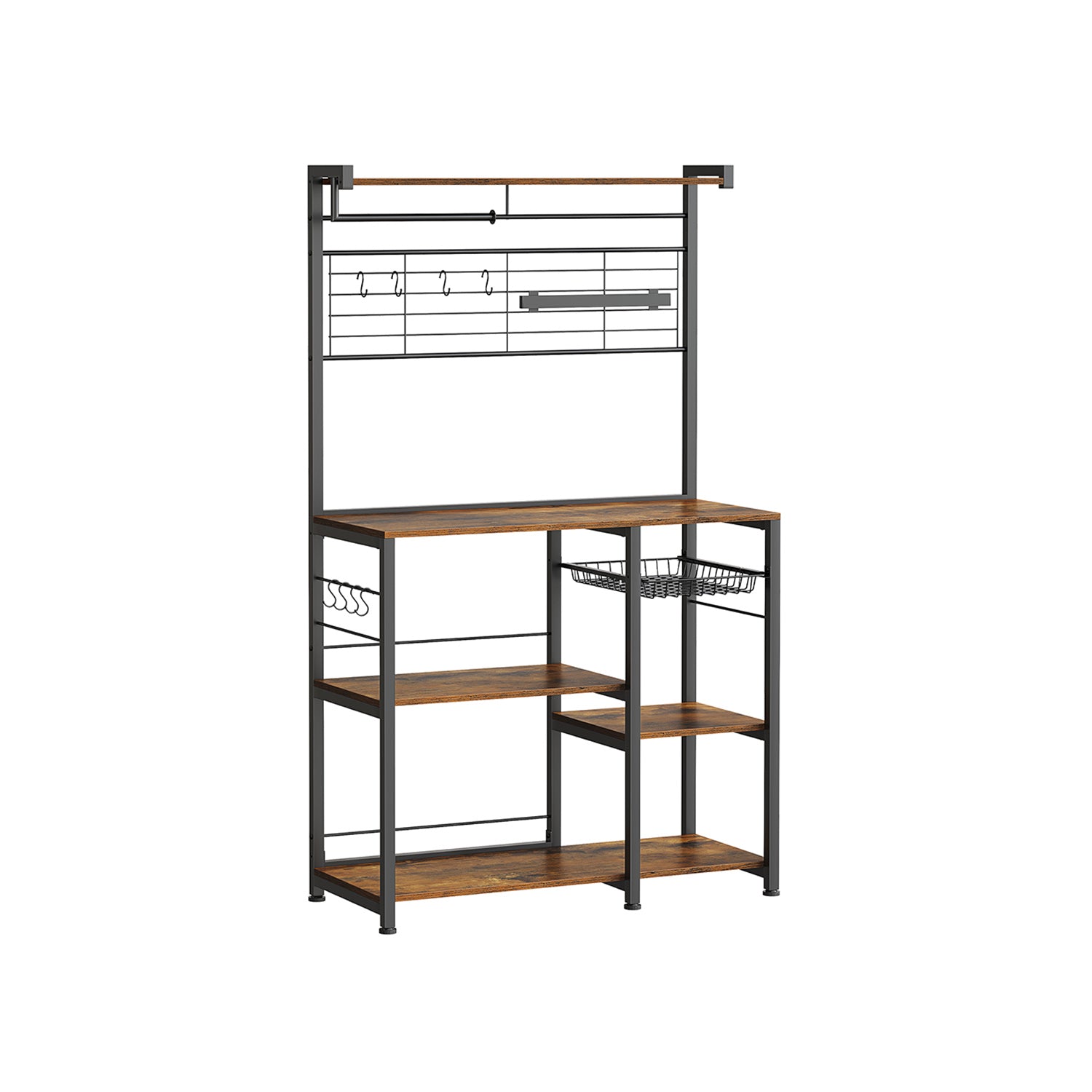 Keukenplank met magneetstrip en 12 haken vintage bruin-zwart