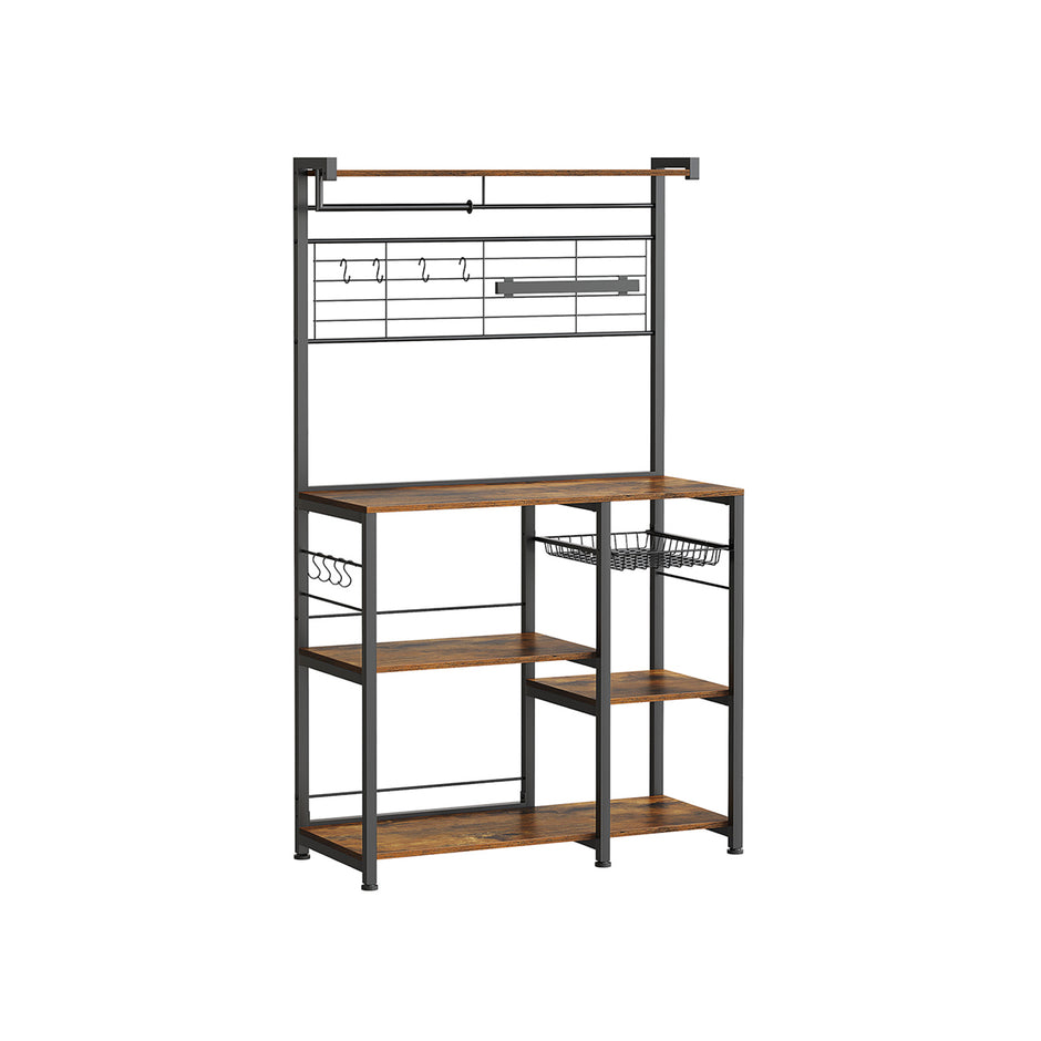 Keukenplank met magneetstrip en 12 haken vintage bruin-zwart