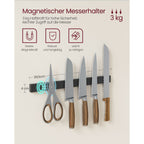 Keukenplank met magneetstrip en 12 haken vintage bruin-zwart