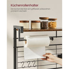 Keukenplank met magneetstrip en 12 haken vintage bruin-zwart