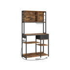 Keukenplank met Stopcontacten en Lade – Vintage bruin-inktzwart