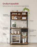 Keukenplank met Stopcontacten en Lade – Vintage bruin-inktzwart