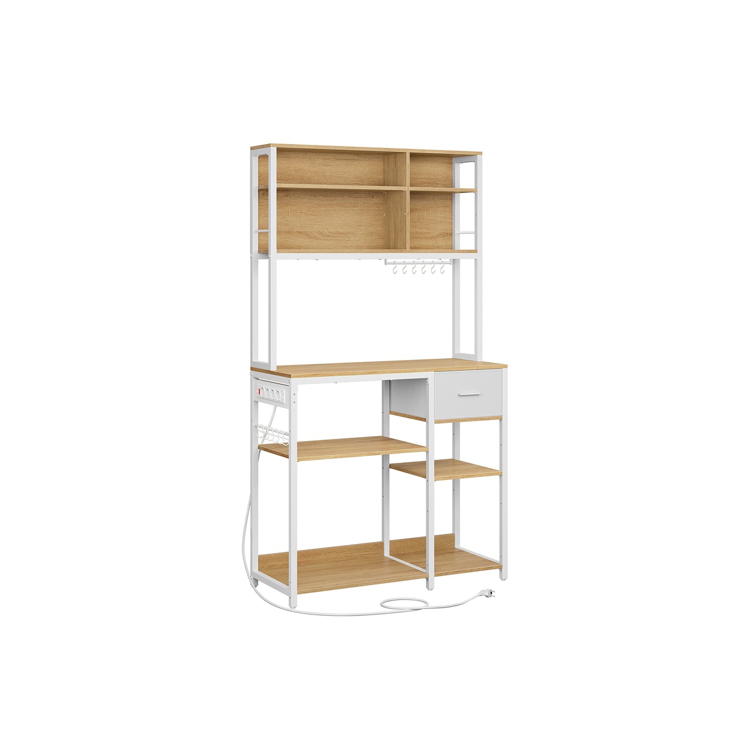 Keukenplank met Stopcontacten en Lade – Vintage bruin-inktzwart