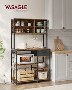 Keukenplank met stopcontacten en verstelbare planken vintage bruin en inktzwart