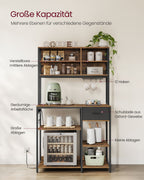 Keukenplank met stopcontacten en verstelbare planken vintage bruin en inktzwart