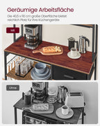 Keukenplank met stopcontacten en verstelbare planken vintage bruin en inktzwart