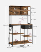 Keukenplank met stopcontacten en verstelbare planken vintage bruin en inktzwart