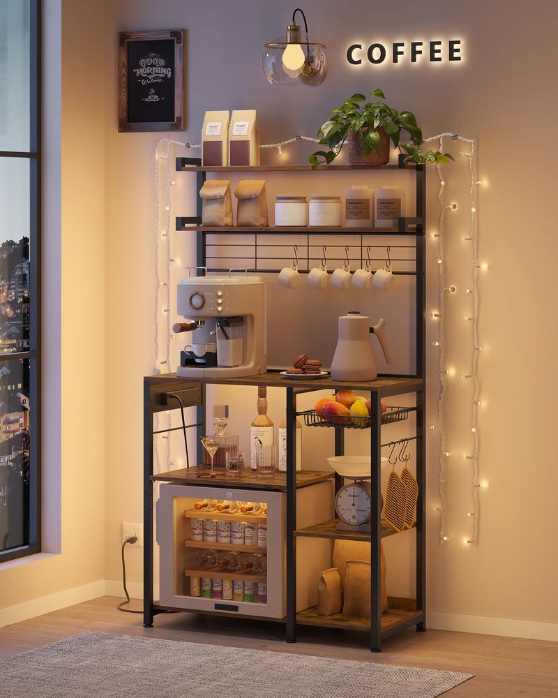 Keukenrek met stopcontact en verstelbare planken - Bruin