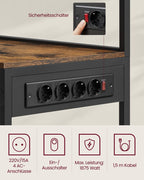 Keukenrek - Staande rek - Met stopcontact - Meerdere planken - Metalen frame - Bruin