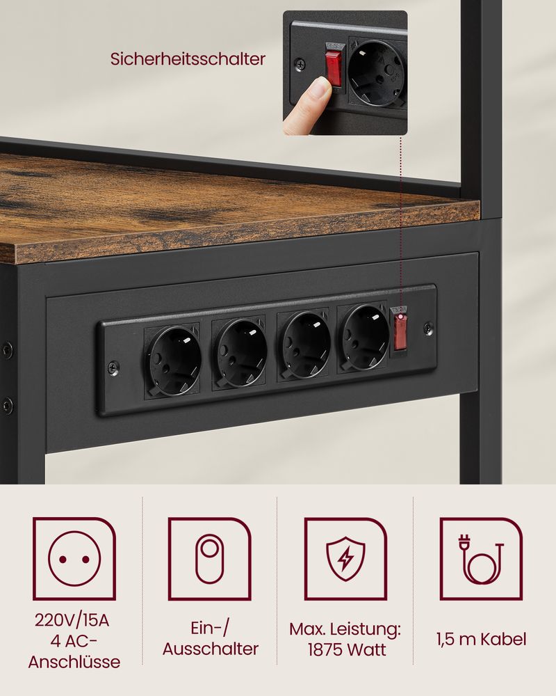 Keukenrek met stopcontact en verstelbare planken - Bruin