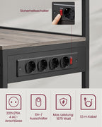 Keukenrek - Staande rek - Met stopcontact - Meerdere planken - Metalen frame - Bruin