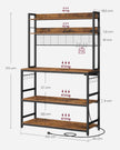Keukenrek - Met Stopcontacten - Rasterwand - 14 Haken - Vintage Bruin-Zwart