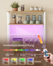 Keukenrek – LED-Verlichting en Stopcontacten – Verstelbare Planken – 8 Haken – 60 x 40 x 168 cm – Goudeiken en Matwit