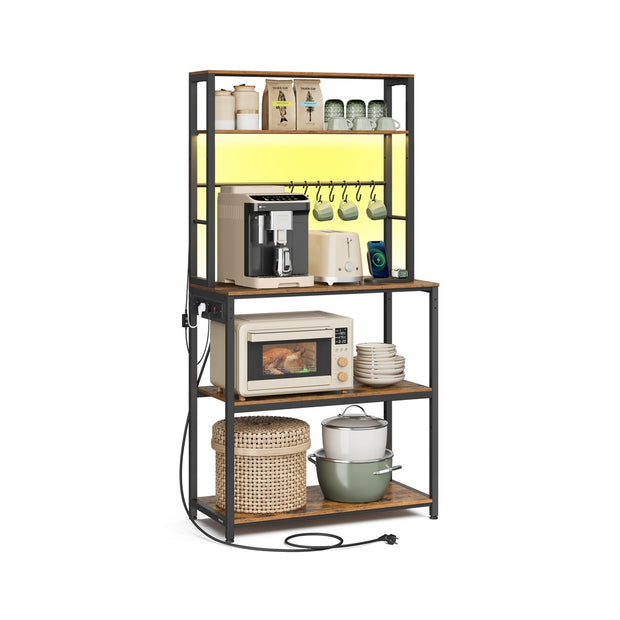 LED keukenplank met stopcontact - Vintage bruin - Mat zwart - Praktisch design