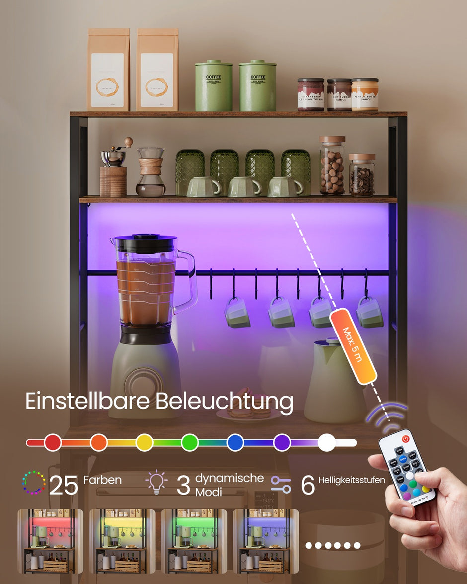 LED keukenplank met stopcontact - Vintage bruin - Mat zwart - Praktisch design