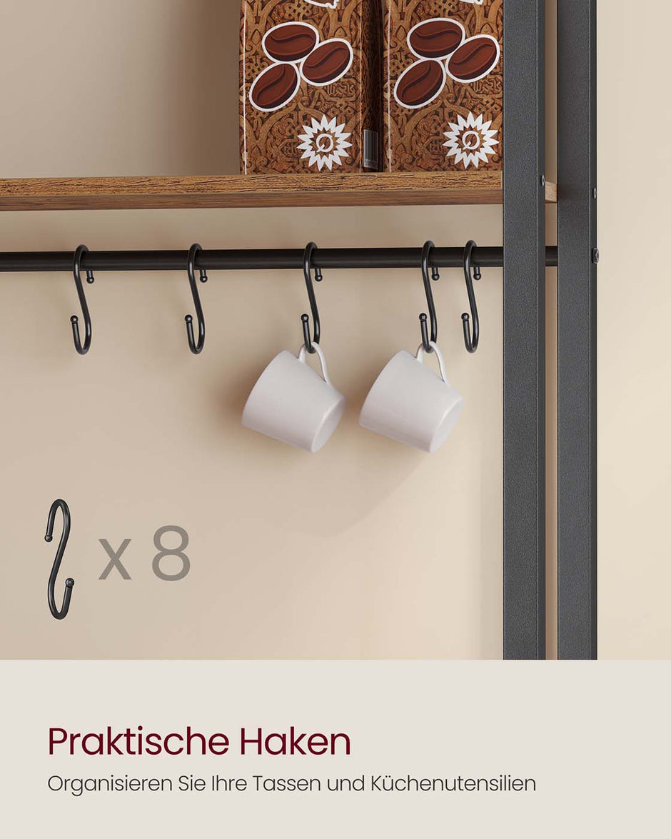 Keukenplank – Met Stopcontacten en Haken – Hout – Praktische Opbergruimte