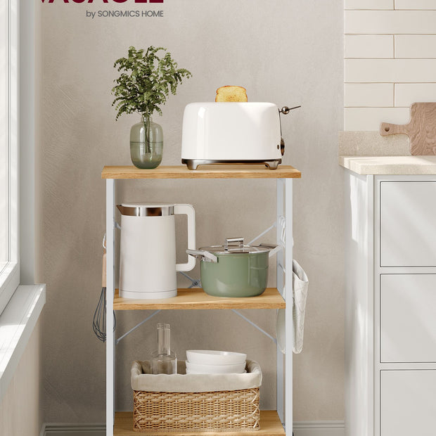 Keukenrek op wielen met 3 niveaus Gouden Eiken Wolkenwit