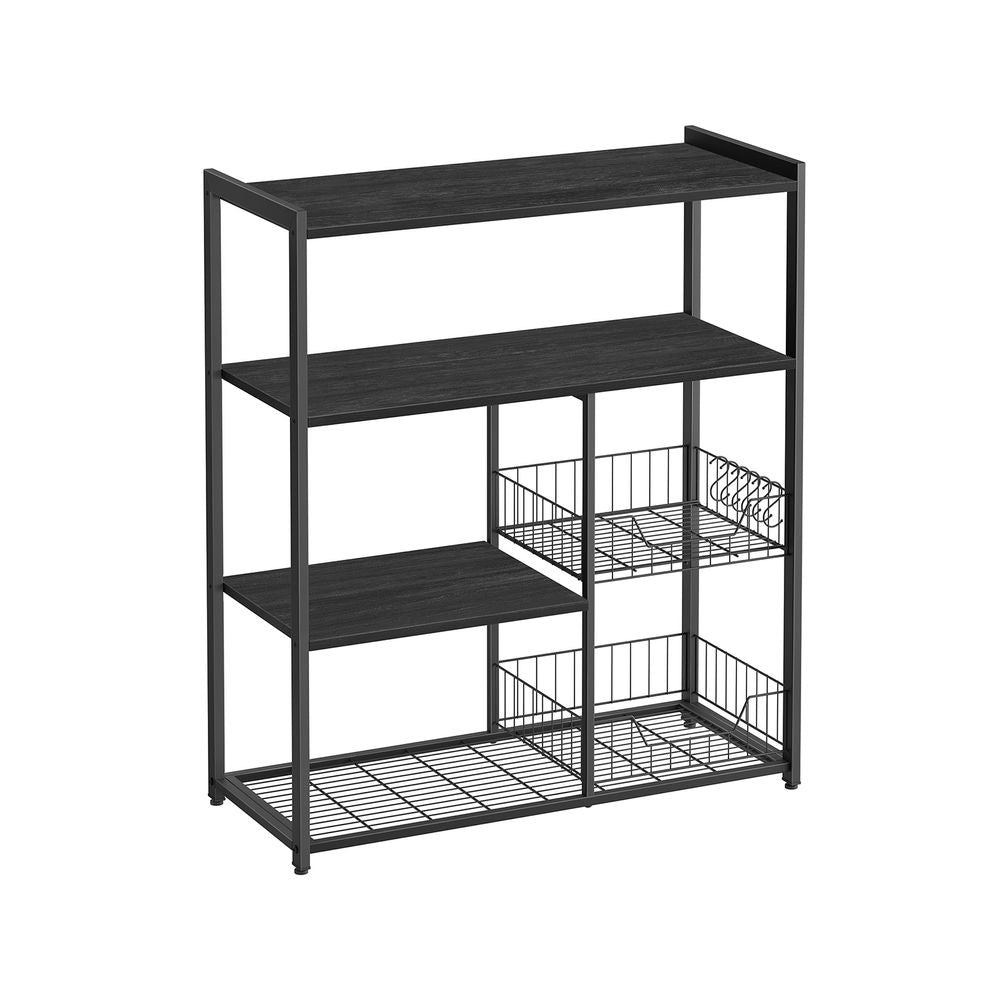 Keukenrek - Keukenkast - Opbergkast - 4 niveaus - Metalen frame - Houten planken - Wit