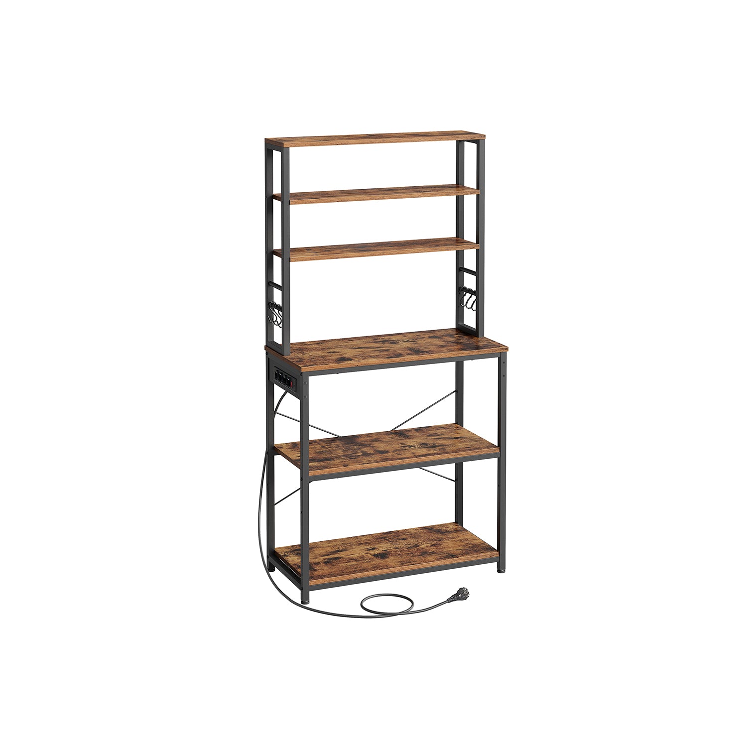 Keukenplank met Stopcontacten – Vintage Bruin en Inktzwart