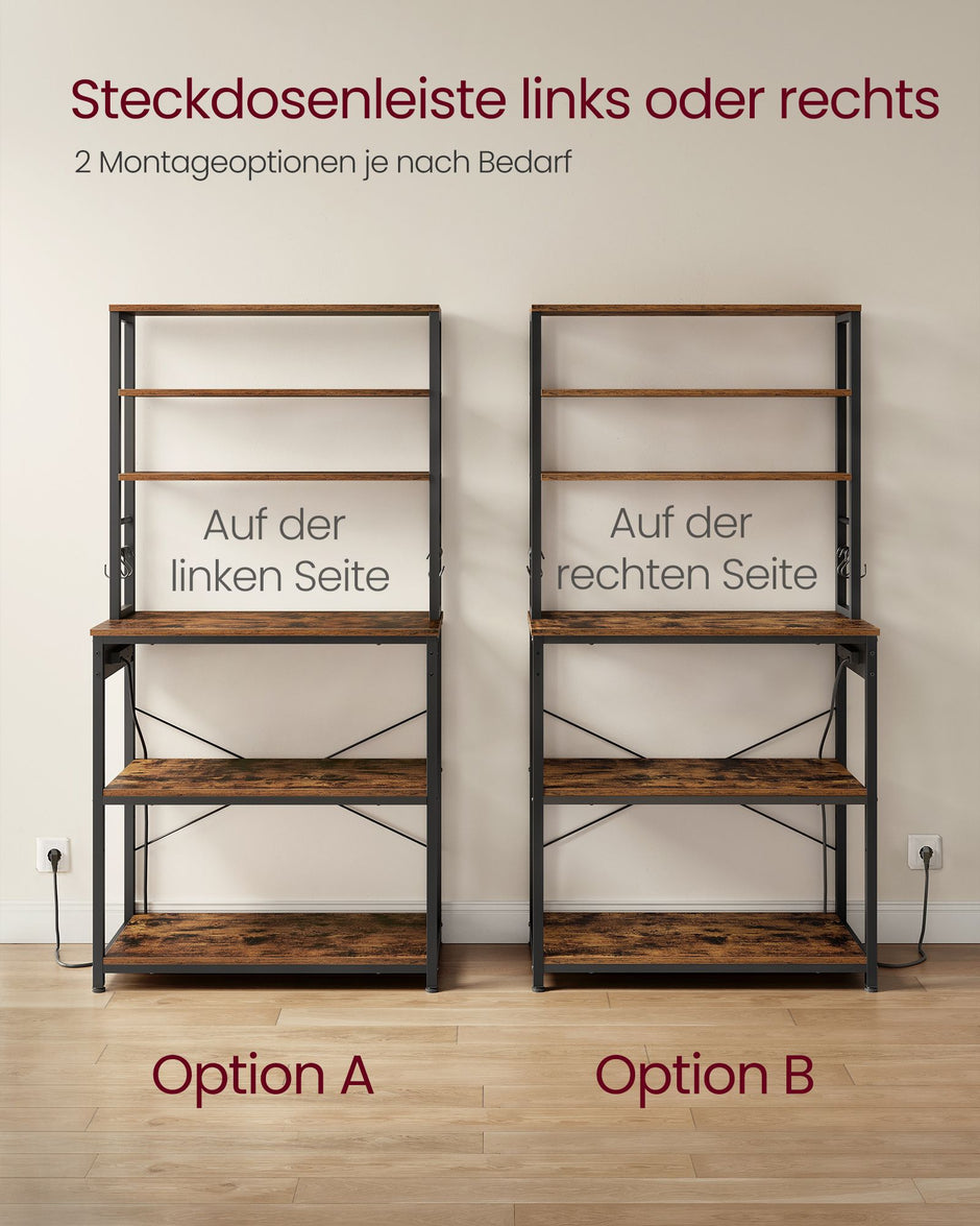 Keukenplank met Stopcontacten – Vintage Bruin en Inktzwart