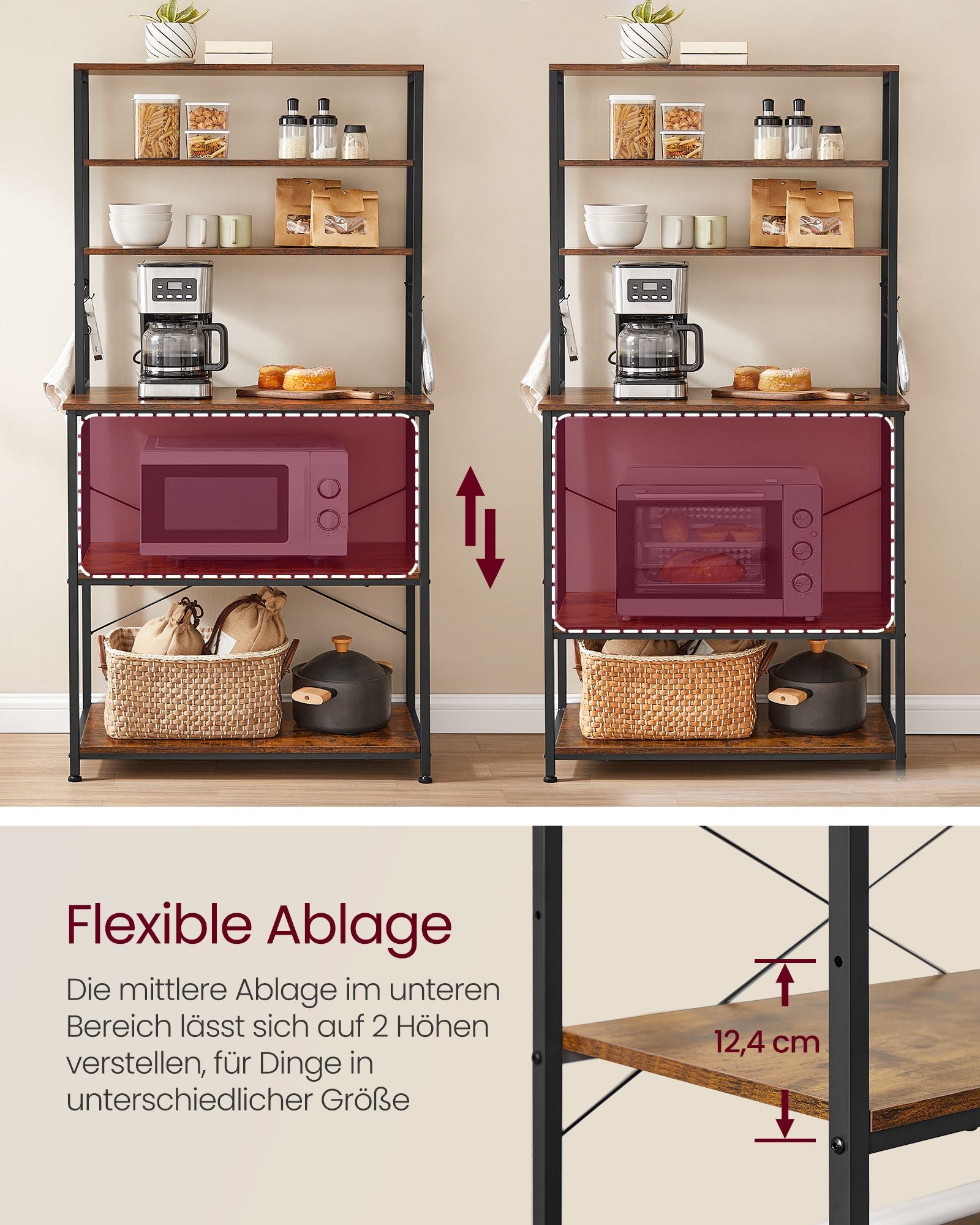 Keukenplank met Stopcontacten – Vintage Bruin en Inktzwart