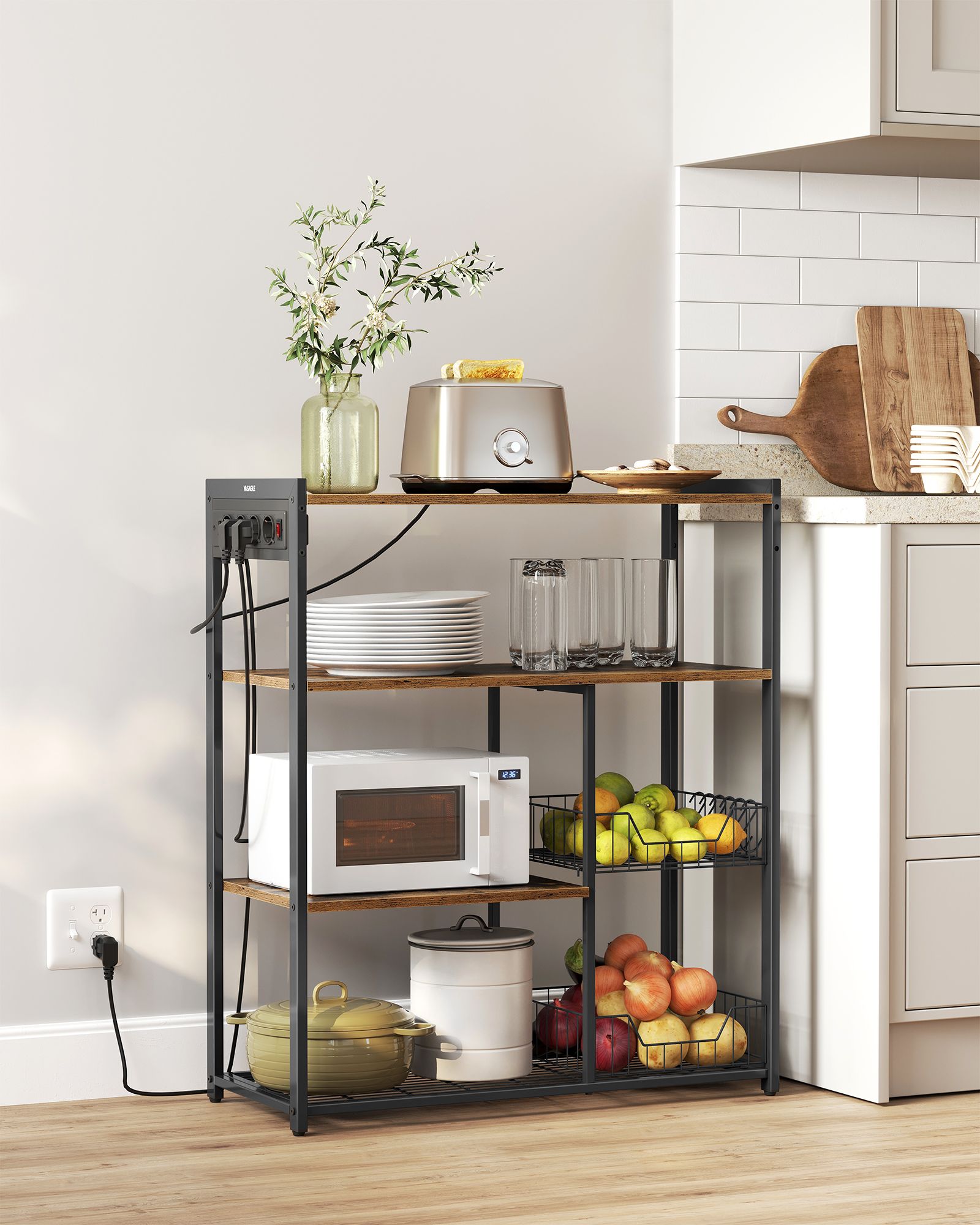 Keukenplank met Stopcontacten – Multifunctioneel – Vintagebruin & Inktzwart