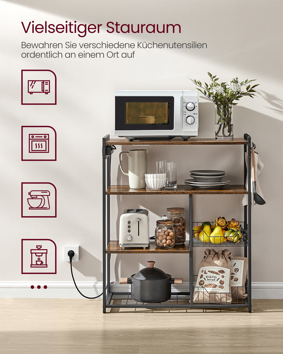 Keukenplank met Stopcontacten – Multifunctioneel – Vintagebruin & Inktzwart