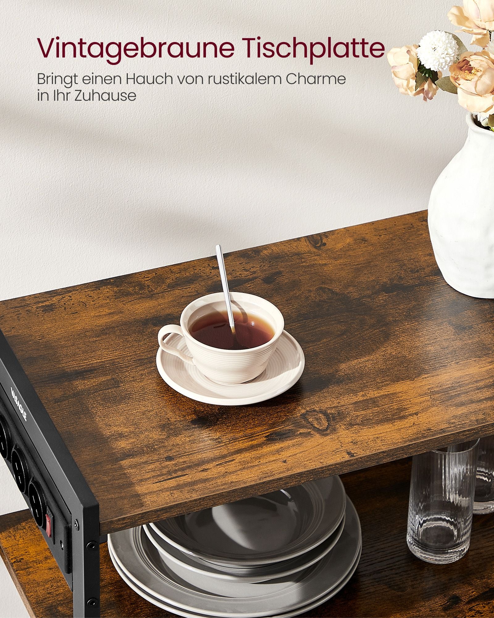 Keukenplank met Stopcontacten – Multifunctioneel – Vintagebruin & Inktzwart