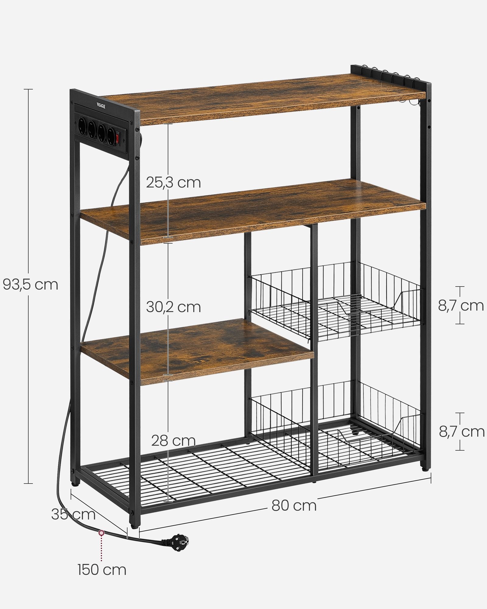 Keukenplank met Stopcontacten – Multifunctioneel – Vintagebruin & Inktzwart