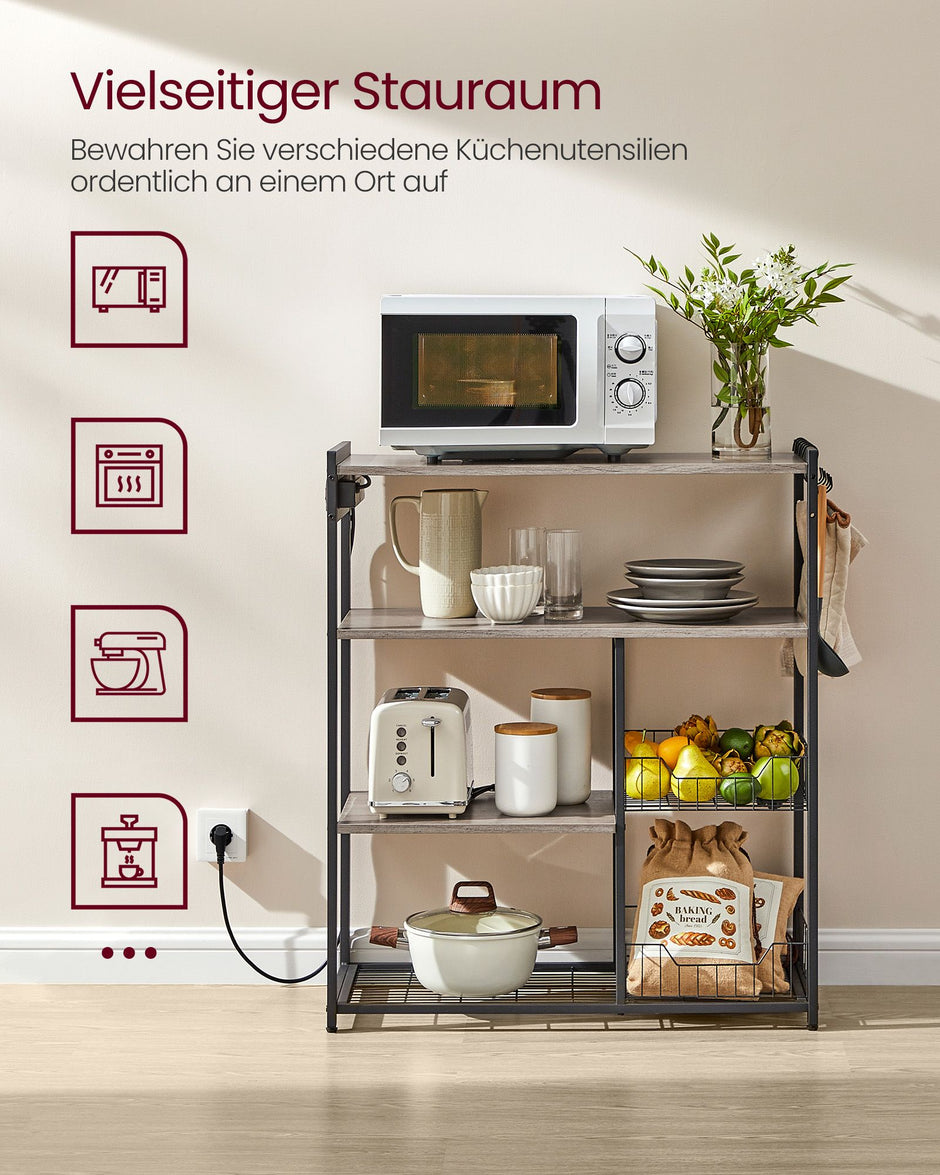 Keukenplank met Stopcontacten – Greige Gevlekt Inktzwart
