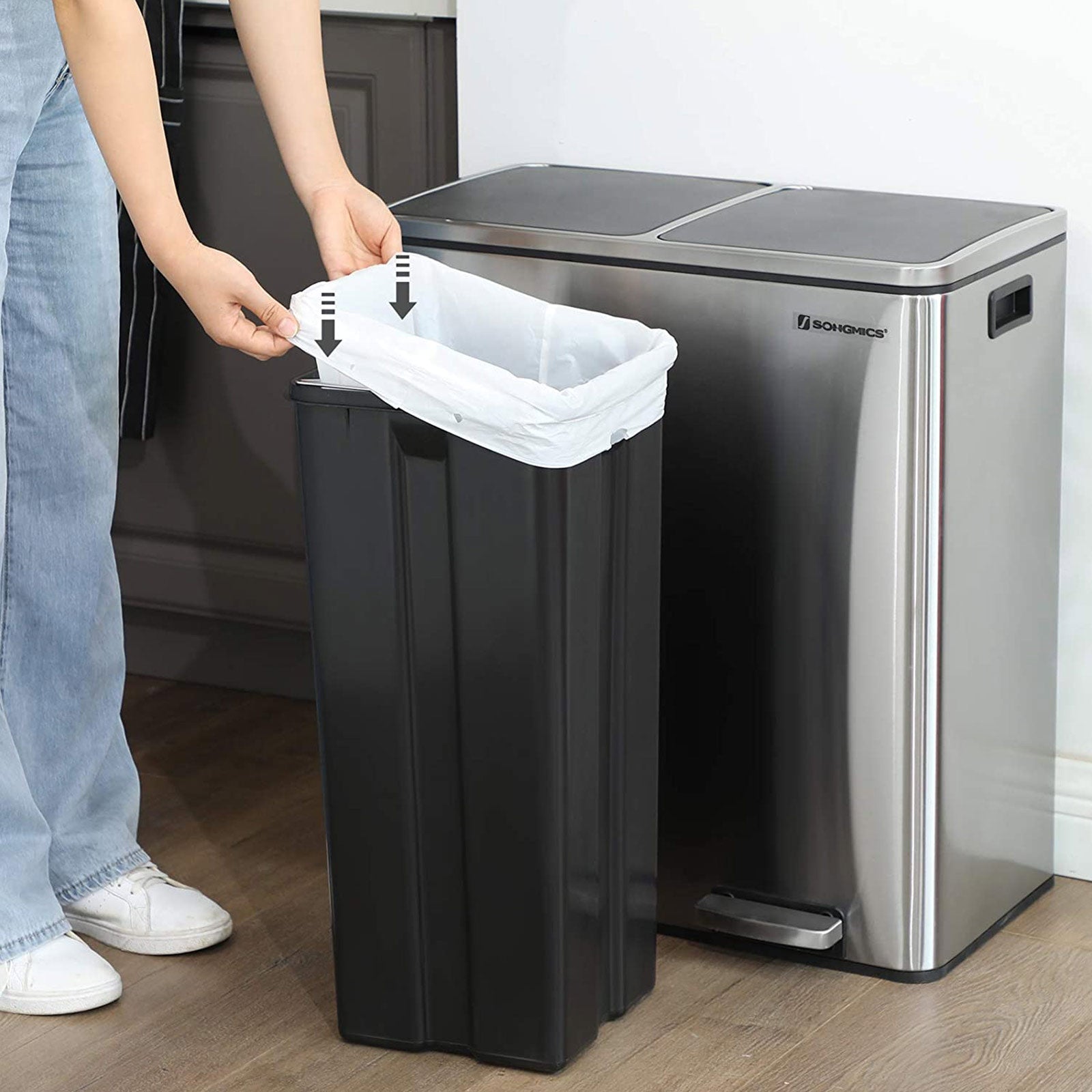 Vuilniszakken met trekkoord – Geschikt voor SONGMICS 30L en 60L – Waterdicht – 45 stuks per rol