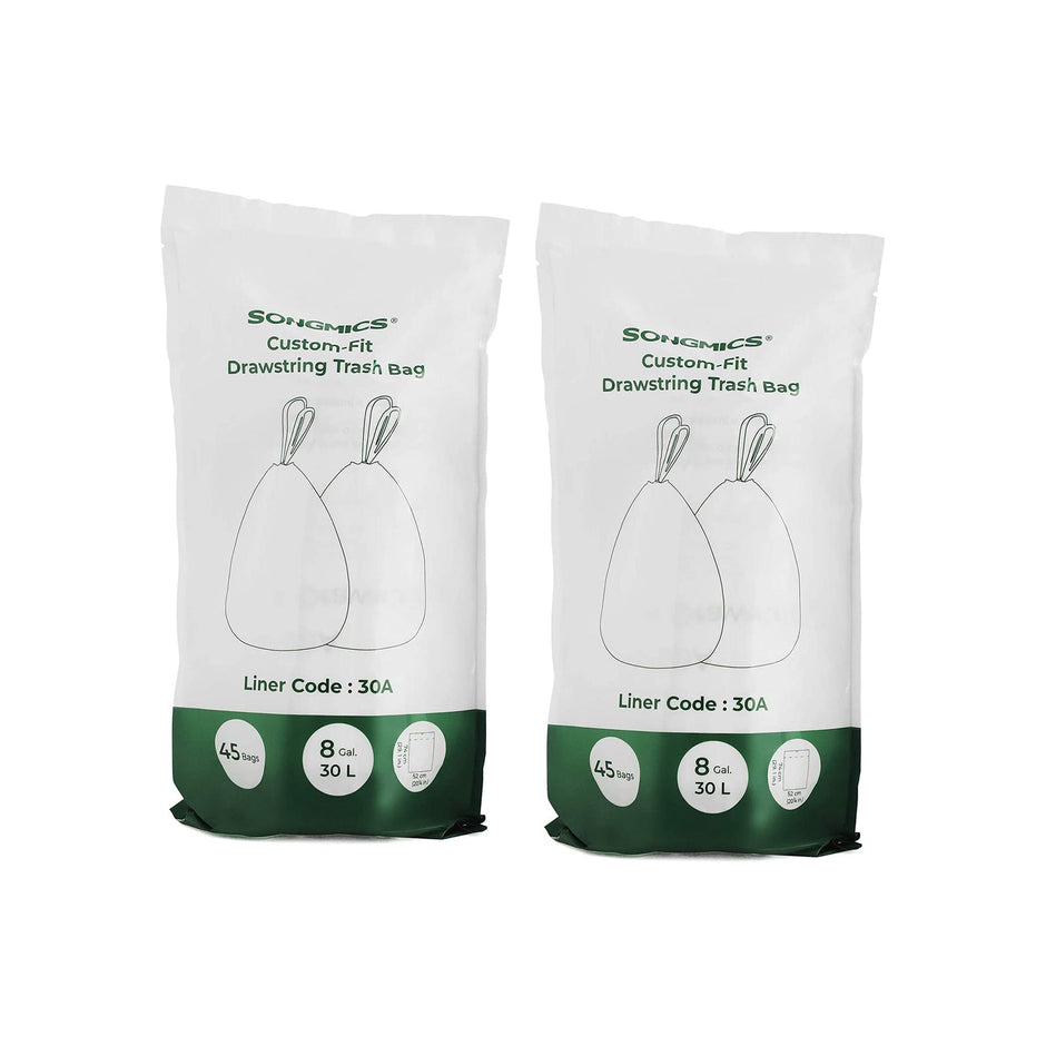 Vuilniszakken met trekkoord – Geschikt voor SONGMICS 30L en 60L – Waterdicht – 45 stuks per rol